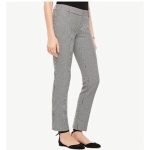 Ann Taylor Straight Leg Mid-Rise Houndstooth Pant, 10